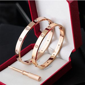 Pulsera de oro rosa love braclet charms brazalete destornillador Acero inoxidable 316L Chapado en oro Fiesta unisex Aniversario Pulseras de diamantes diseñador para joyería de mujer