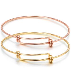 Rose Gold Color Fashion Sieraden Bedrading Armband Voor Ani Geluk Uitbreidbare Armbanden Armbanden DIY Charm Bangle Q0719