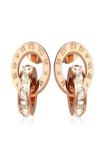 Couleur or Rose mode Simple Lady039s anneau gland boucles d'oreilles en acier inoxydable pierres précieuses boucles d'oreilles bijoux cadeau pour femmes dame J1559895667