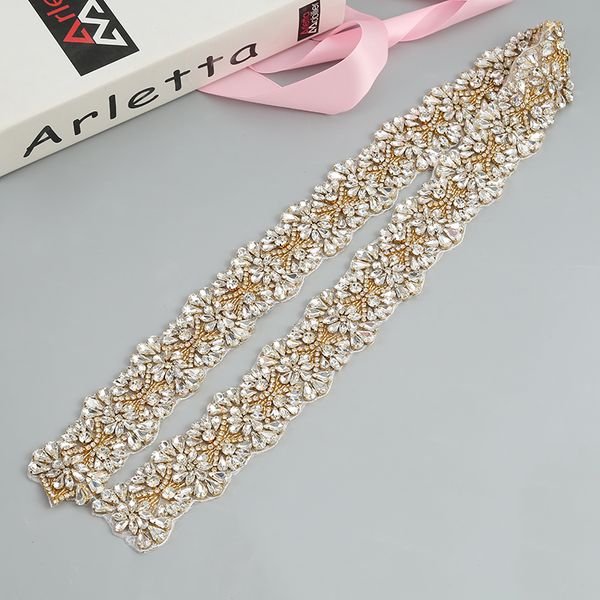 Strass di cristallo oro rosa Trim tagliato a misura da sposa Trim Crystal Trim strass Applique Abiti da sposa Belt278S