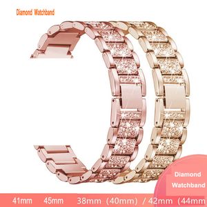 Gol rose or mignon Luxury Metal Diamond Slim Glitter Apple Watch Band 38mm 40mm 42mm 44mm Iwatch SE Series 6/5/4/3
