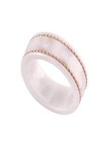 Anillos de diseñador de oro rosa hombres mujeres blanco negro anillo de cerámica hombres de lujo joyería encanto carta amistad Italia joyería de moda wed6322091