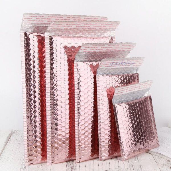 Bolsas de sobres de espuma de oro rosa Bolsas de sobres autoselladas Papel de aluminio Sobres acolchados de burbujas con bolsa de correo de poliéster Kueqj Oqmpv