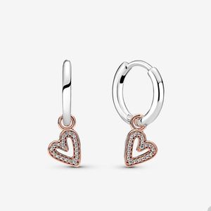 Rose Gold Free Hand Heart Hoop Oorrings voor Pandora 925 Sterling Silver Wedding Earring Set Designer sieraden voor vrouwen vriendin cadeau Love Earring met originele doos