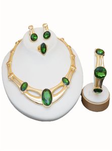 Roségouden groene stenen sieraden sets dames bruids sieraden sets luxe ketting in sieraden sets stek drop oorbellen Jewellery9429055