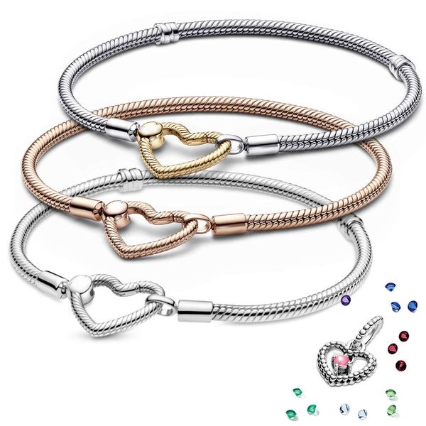 Rose Gold Heart Charm Bracelet Designer S Sier Original Nouveaux accessoires Bijoux de mode Cadeaux DIY Femmes Best Sell