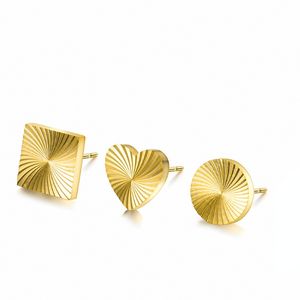 Rose Gold Heart Stud -oorbellen vierkant ronde roestvrijstalen stud oorringen clip voor mannen dames hiphop mode fijne sieraden