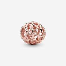 Pandoras – ensemble de breloques de luxe en argent Sterling 925, cœurs en or rose, ensemble de breloques de créateur de perles, collier pendentif, boîte originale, cadeau pour petite amie