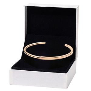Bracelet ouvert en or rose avec manchette I-D pour Pandora Bijoux de fête de mariage en argent sterling véritable pour femme