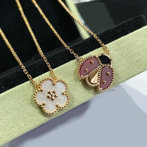 Rose Gold Ladybug Plum Collier dames Fashion Simple Sweet Luxury Brand Jewelry Party Valentin Day Gift 240507