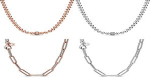 Розовое золото Long Me Link Cable Pattern Круглая застежка из бисера Ожерелье для стерлингового серебра 925 пробы Шарм из бисера Diy Jewelry1075107