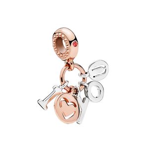 Or Rose Lettre D'amour Pendentif Charme Boîte D'origine pour Pandora Bracelet Bracelet Femmes Fabrication De Bijoux Accessoires 925 Sterling Silver Dangle Charms