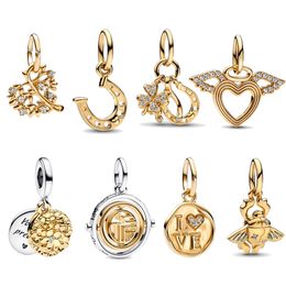 Rose Gold Love String charmsHanger Moederdag Designer Gift DIY fit Pandora Armband voor vrouwen Ketting Hoge kwaliteit Sieraden Groothandel