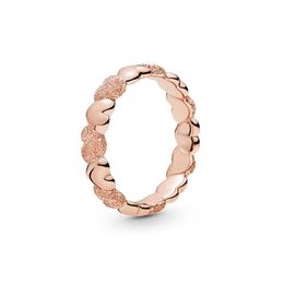 Rose Gold Matte Brilliance Heart Band Ring For Pandora 925 Sterling Silver Wedding Sieraden voor vrouwen Vriendin Gift Designer Love Rings met originele retailbox set