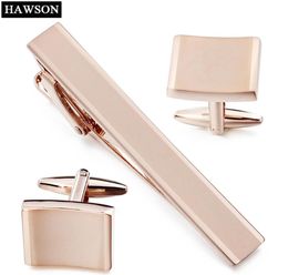 Rose Gold Metal Cuff Link Tie Clip Set voor mannen lege manchetknopen voor Franse kleding1837482