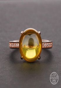 Rose goud natuurlijke Citrien edelsteen ring voor vrouwen in 925 sterling zilver geel Citrien ring bruiloft verlovingsgrootte 5127550210