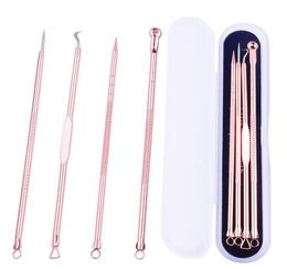 Agujas de oro rosa acné con aguja de espinilla removedor de acné de acné con máscara negra extractor 4pcsset regalo 6293463