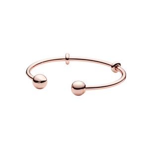 Rose Gold Open Bangle bedelarmbanden Echte Sterling Silver Women Wedding Designer sieraden met originele doos voor Pandora Girlfriend Gift Bracelet Set