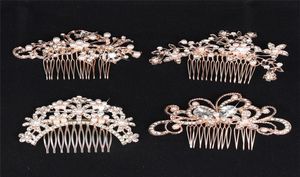 Rose Gouden Parel Haarkam Kristal Bloem Vlinder Haarkammen voor Vrouwen Bruiloft Sieraden Strass Meisjes Haaraccessoires3532259