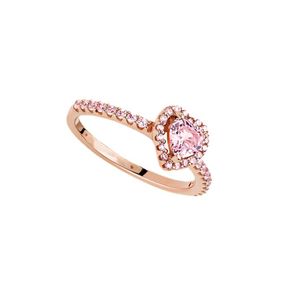 Rose goud Roze steen Verhoogde liefde Hart Ringen Originele doos Set voor Echte 925 Zilveren CZ diamant Vrouwen Trouwring5751828