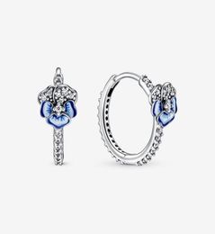 Rose Gold plaqué 100 925 Silver Silver Blue Pansy Flower Boucles d'oreilles Fashion Europe Europe Oreing Wedding Egagement Bijoux Acpes4881616