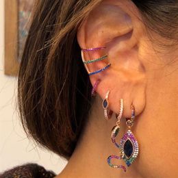 Boucles d'oreilles à clip en forme de cercle cz plaqué or rose, 3 couleurs, bijoux chics à la mode pour femmes, sans piercing, manchette d'oreille 261c