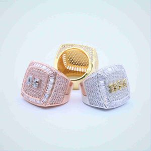 Rose Gold Plated 925 Sterling Silver Custom Fashion Diamond VVS Moissanite Hip Hop Iced Out Hombres Anillos