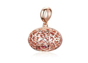 Rose Gold plaquée Clover Hollow Ball Charmes pour filles 925 Sterling Siver Charm Pendants Bijoux Gifts67281524413834