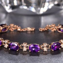 Roségouden vergulde luxe paarse kristallen stenen blad kraag ketting ketting ringen oorbel armband sieraden set voor vrouwenmeisjes cadeau