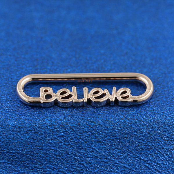 Rose Gold Plated Silver ME Styling Believe Word Link Charm Bead Solo se adapta a European Pandora Me Type Jewelry Pulseras Collares