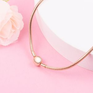 Collier chaîne serpent plaqué or rose pour breloques et perles de style Pandora européen