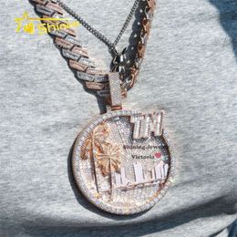 Gioielli rapper hip-hop con ciondolo in moissanite Vvs ghiacciato rotondo da 3 pollici con placcatura in oro rosa