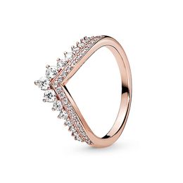 Rose Gold Princess Wish Ring voor Pandora Real Sterling Silver CZ Diamond Wedding Designer sieraden voor vrouwen vriendin geschenk verlovingsringen met originele doos