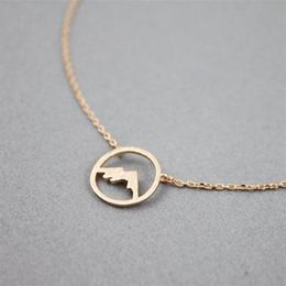 Collier de montagne en or Rose pour femmes, bijoux simples, cadeau de demoiselle d'honneur, en acier inoxydable, ras du cou, pendentif circulaire, 2020267d