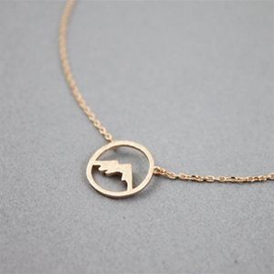 Rose Goud Range Mountain Ketting Vrouwen Eenvoudige Sieraden Bruidsmeisje Gift Rvs Choker Cirkel Hanger Collare Femme 2020292P