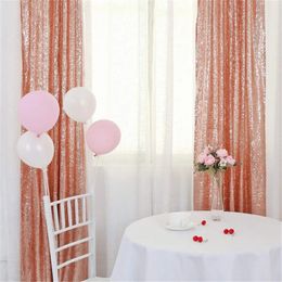 Rose Gold Sequin Achtergrond Gordijn Decoratie 2x8FT 2 Panelen Glitter voor Bruiloft Baby Shower Birthday Party Photo Backdrop