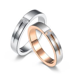 Rose Gold Silber Farbe Edelstahl Paare Ring Zirkonia Liebhaber Liebe Versprechen Ring Für Männer Frauen Schmuck