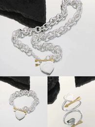 Bijoux en argent or rose colliers en diamant chaînes chaînes lien bijoux de luxe collier pendentif coeur personnalisé femmes flèche plaqué 18 carats pour femmes de qualité supérieure mariage