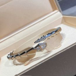 Pulsera de serpiente de oro rosa para mujer Pulsera de diseño superior V-oro Pulseras de diamantes Mosang completas Serpiente de plata Brazalete de hombre Joyería de boda de estilo abierto para regalo