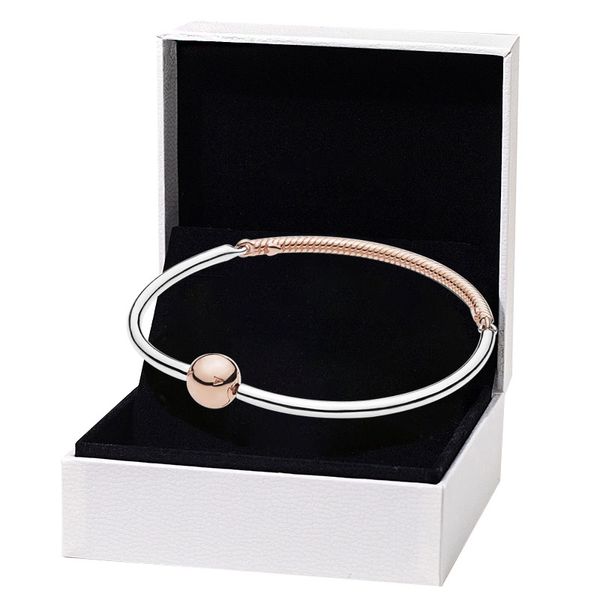 Rose Gold Snake Chain Link Bangle Bracelet pour Pandora Real Sterling Silver Wedding Party Bijoux Pour Femmes Girlfriend Gift designer Bracelets avec Boîte d'origine