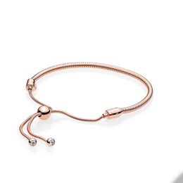 Bracelet coulissant de chaîne de serpent en or rose pour Pandora 925 Sterling Silver designer Charm Bracelets Bijoux Pour Femmes Petite Amie Cadeau Chaîne À La Main avec Boîte D'origine