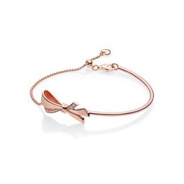 Rose Gold Sparkling Bowknot -armband voor Pandora 925 Sterling Silver Wedding Sieraden voor vrouwen Handketenontwerpster BoK -armband met originele doos