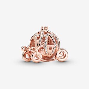 Rose goud sprankelende pompoen vervoer charme Pandoras 925 sterling zilveren luxe bedelset armband maken kralen bedels ontwerper ketting hanger originele doos