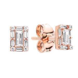 Rose Gold Square Halo Stud oorbellen Fashion Party Sieraden voor vrouw