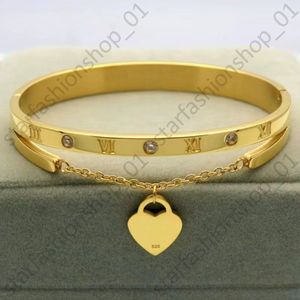 Bracelets en acier inoxydable or Rose pour femmes, bijoux célèbres, marque cœur Forever Love, 218c