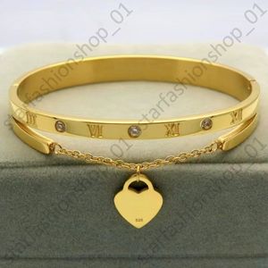 Bracelets en acier inoxydable or Rose Bracelets femme coeur pour toujours amour marque Bracelet à breloques pour femmes célèbre bijoux 312N