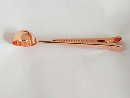 Rose Gold Rvs Coffee Scoop met tas Clip Meetlepel voor melkpoeder Creating Wen6101