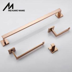 Rose Goud Roestvrij Staal Wandmontage Robe Hook Toiletrolhouder Handdoek Bar Handdoekring Badkamer WC Accessoires Sets 231222