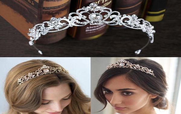 Rose Gold Wedding Bridal Crown reine cristaux Royal Crystal Wedding Crowns Stone Bandband Hair Gold Masquerade Birthday Party Tiar6909904