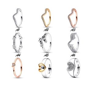 Roségouden trouwringen voor vrouwen liefde vleugels glinsteren zilveren ring diy fit pandora nieuwe designer sieraden vakantie cadeau